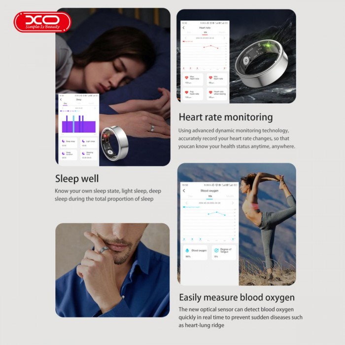 XO RS01 Smart Δαχτυλίδι Μέγεθος 10 Ασημί