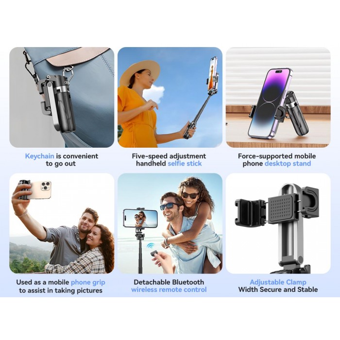 XO SS21 Πολυλειτουργικό Selfie Stick Bluetooth 3 σε 1