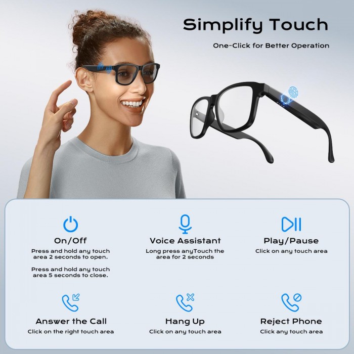 XO E12 Smart Audio Γυαλία με Προστασία από Μπλε Φως Οθόνης