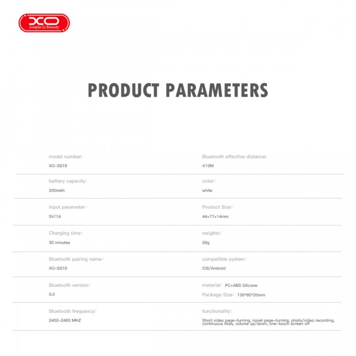 XO SS19 Πολυλειτουργικό Τηλεχειριστήριο Κινητού με Bluetooth