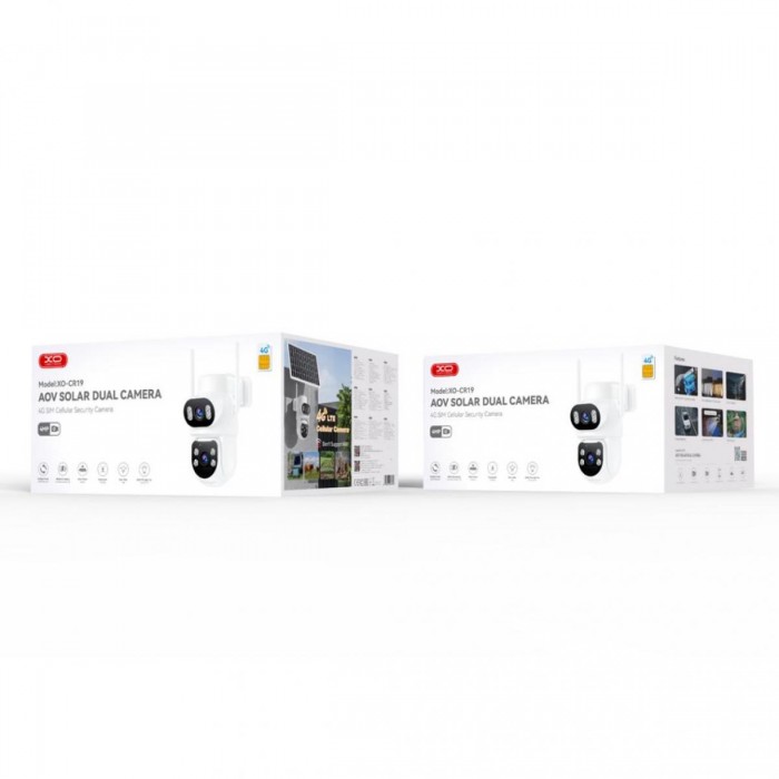 XO CR19 Εξωτερική Solar Κάμερα 4G AOV με Διπλό Φακό & 4 Megapixel