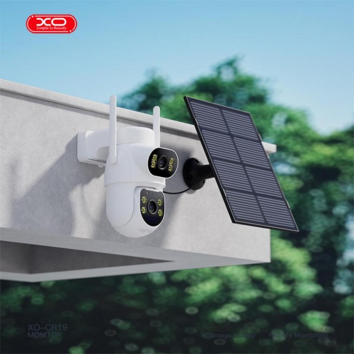 XO CR19 Εξωτερική Solar Κάμερα 4G AOV με Διπλό Φακό & 4 Megapixel