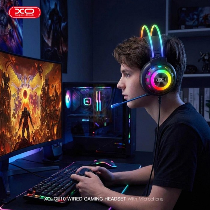 XO GE10 Gaming Ενσύρματα Ακουστικά RGB με Μικρόφωνο Μαύρα XO GE10 Gaming Ενσύρματα Ακουστικά RGB με Μικρόφωνο Μαύρα