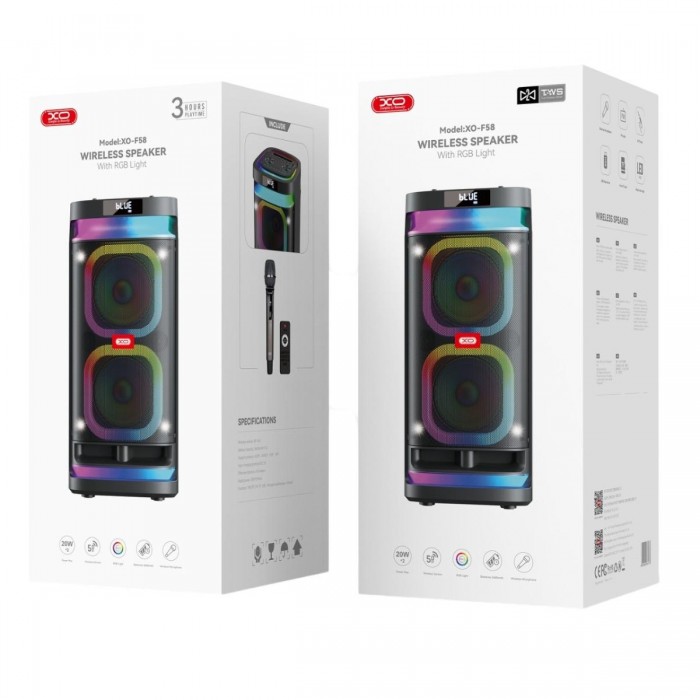 XO F58 Shine Διπλό 6-inch Woofer RGB Bluetooth Ηχείο 40W