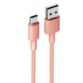 XO NB156 USB Καλώδιο Φόρτισης για Type-C Ροζ