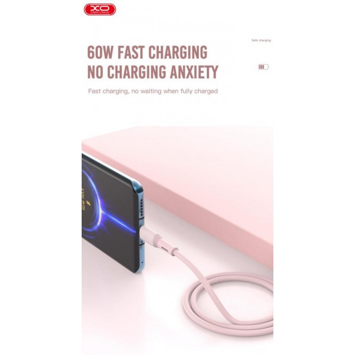 XO NB-Q226B Καλώδιο Φόρτισης - Data 60W Type-C σε Type-C 1m Ροζ XO NB-Q226B Καλώδιο Φόρτισης - Data 60W Type-C σε Type-C 1m Ροζ