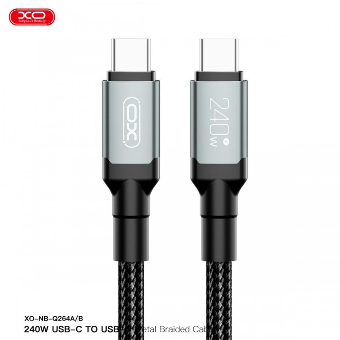XO NB-Q264B Type-c to Type-c 240W High Power Data Cable 2m XO NB-Q264B Type-c to Type-c 240W High Power Data Cable 2m