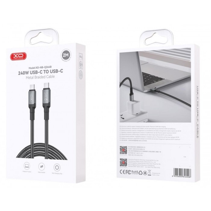 XO NB-Q264B Type-c to Type-c 240W High Power Data Cable 2m XO NB-Q264B Type-c to Type-c 240W High Power Data Cable 2m