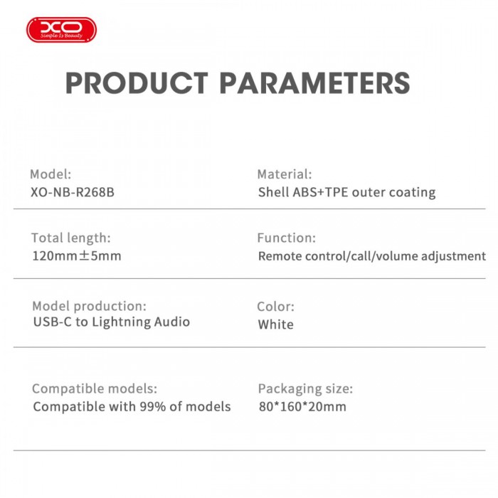 XO NB-R268B Καλώδιο Ήχου Type-c σε Lightning XO NB-R268B Καλώδιο Ήχου Type-c σε Lightning
