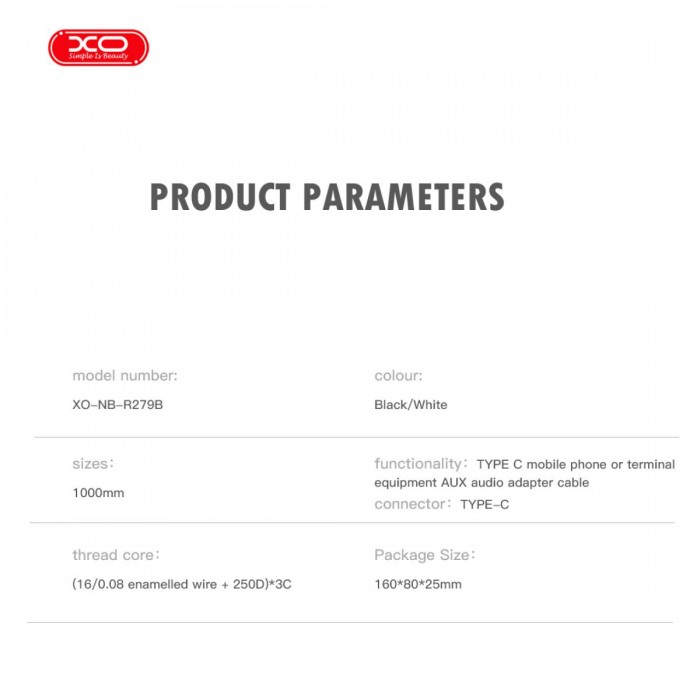 XO NB-R279B Type-c σε 3.5 Καλώδιο Ήχου Μαύρο XO NB-R279B Type-c σε 3.5 Καλώδιο Ήχου Μαύρο