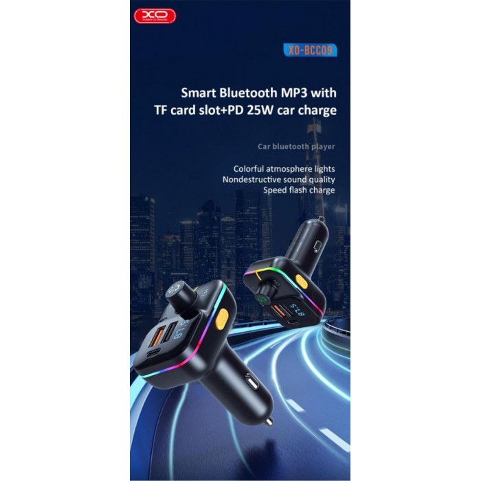XO BCC09 Φορτιστής Αυτοκινήτου Bluetooth MP3 με TF card slot + PD 25W XO BCC09 Φορτιστής Αυτοκινήτου Bluetooth MP3 με TF card slot + PD 25W