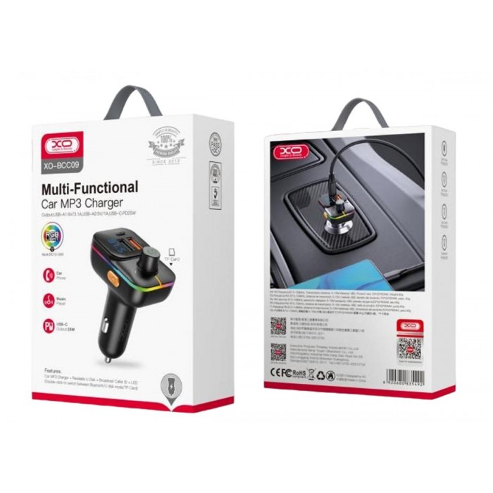 XO BCC09 Φορτιστής Αυτοκινήτου Bluetooth MP3 με TF card slot + PD 25W XO BCC09 Φορτιστής Αυτοκινήτου Bluetooth MP3 με TF card slot + PD 25W