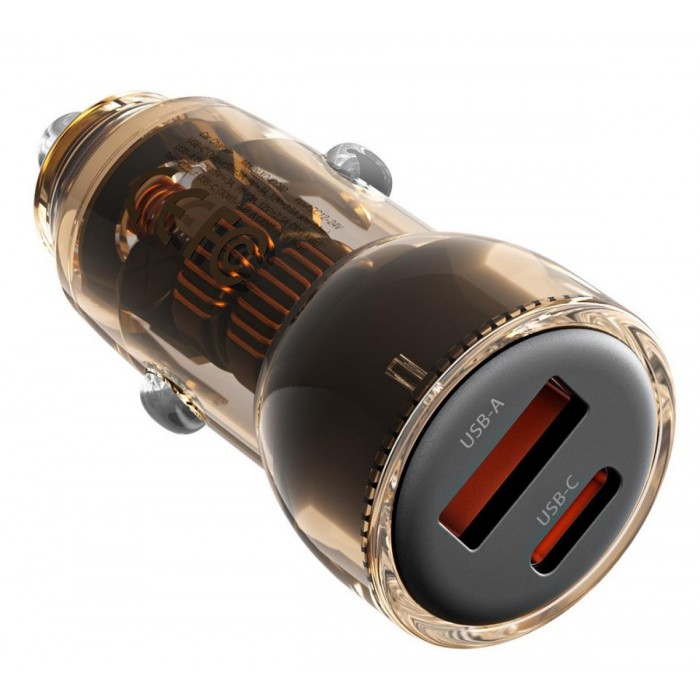 XO CC60 Smart Διαφανής Φορτιστής Αυτοκινήτου A30W+C30W/Ταυτόχρονη 60W Καφέ XO CC60 Smart Διαφανής Φορτιστής Αυτοκινήτου A30W+C30W/Ταυτόχρονη 60W Καφέ
