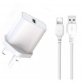 XO L103 (UK) QC3.0 18W Φορτιστής με Καλώδιο Lightning (NB103)