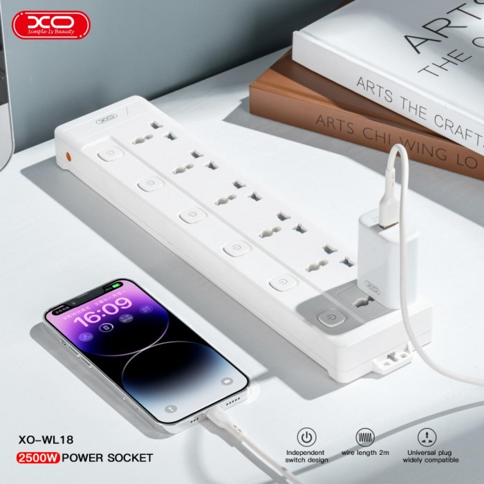 XO WL18 (UK) Πολύπριζο 6AC με Ανεξάρτητο Διακόπτη