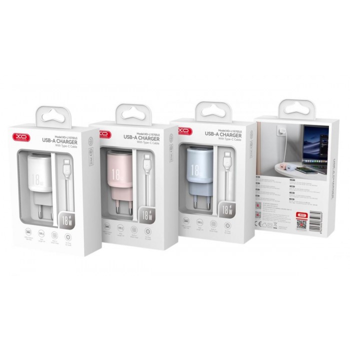 XO L157(EU) QC3.0 18W Φορτιστής με Καλώδιο Micro Ροζ