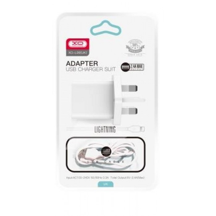 XO L99 Φορτιστής UK με Καλώδιο Lightning 2.4A XO L99 Φορτιστής UK με Καλώδιο Lightning 2.4A