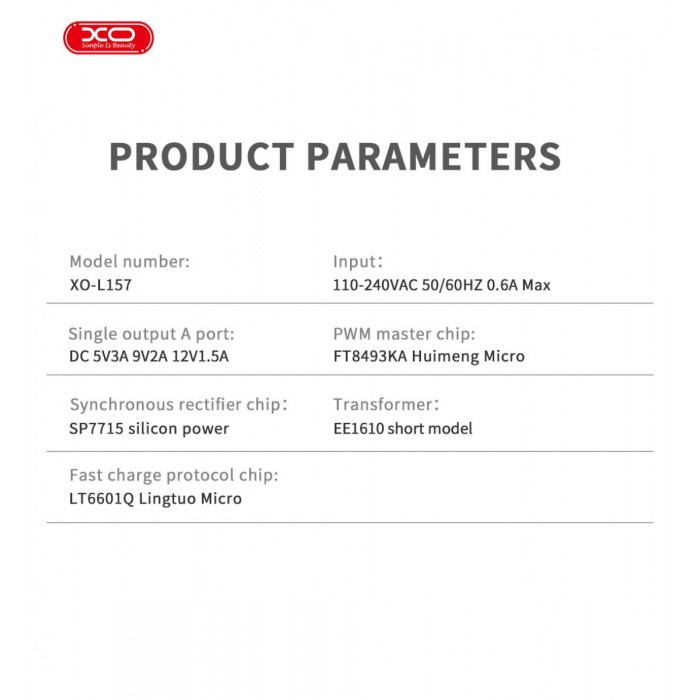 XO L157(UK) QC3.0 18W Φορτιστής Λευκό XO L157(UK) QC3.0 18W Φορτιστής Λευκό