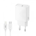 XO L160 (EU) Φορτιστής Ταχείας Φόρτισης με Θύρα Type-C & Καλώδιο Lighting 20W Kit (NB300)