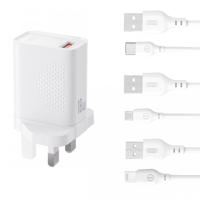 XO L159 Φορτιστής Ταχείας Φόρτισης (UK) QC 18W 1x USB-A