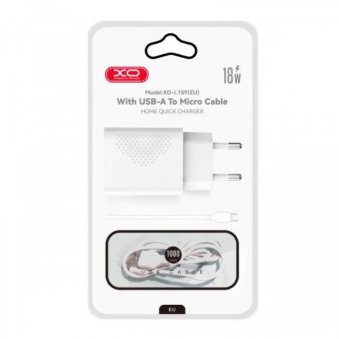 XO L159 QC18W Φορτιστής Γρήγορης Φόρτισης USB-A με Καλώδιο Micro USB XO L159 QC18W Φορτιστής Γρήγορης Φόρτισης USB-A με Καλώδιο Micro USB