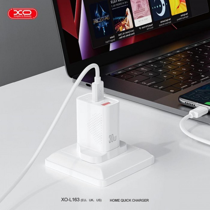 XO L163 PD30W QC Φορτιστής UK Γρήγορης Φόρτισης 18W USB-A & Type-C XO L163 PD30W QC Φορτιστής UK Γρήγορης Φόρτισης 18W USB-A & Type-C