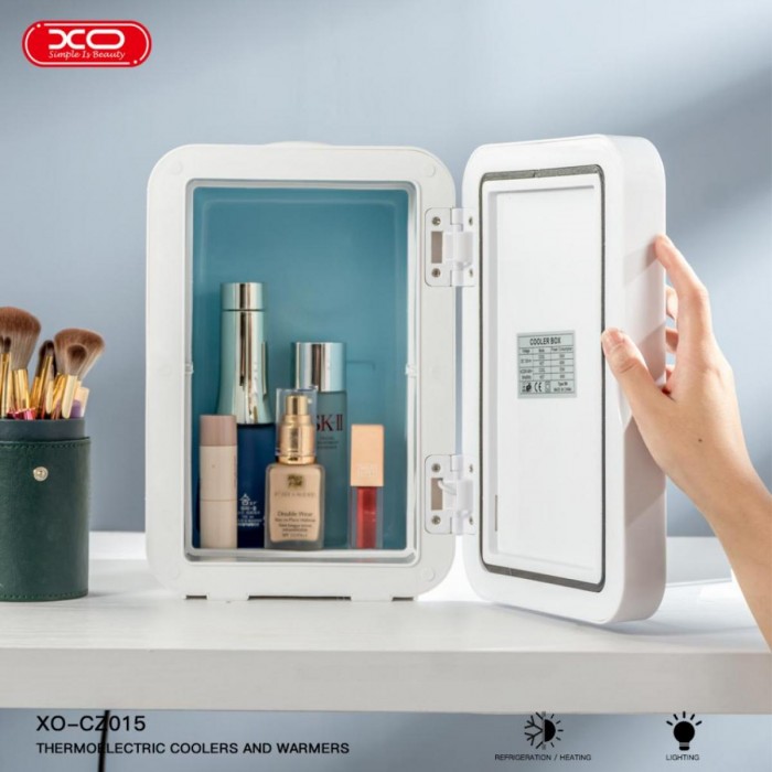 XO CZ015 Μίνι Ψυγείο διπλής χρήσης για το σπίτι και το αυτοκίνητο με καθρέφτη μακιγιάζ 8 λίτρων