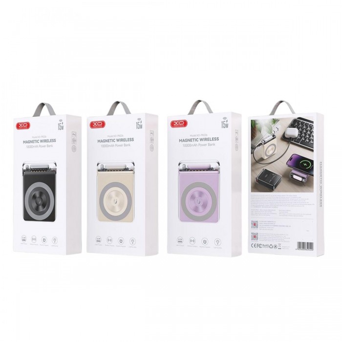 XO PR226 Mini Transparent Light Display Magnetic Absorption Fast Charging 10000mAh (Purple) XO PR226 Mini Transparent Light Display Magnetic Absorption Fast Charging 10000mAh (Purple)
