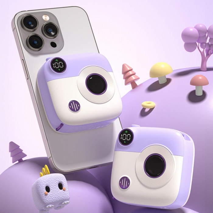 XO PR223 mini camera digital display fast charging power bank 10000mAh (Purple & White) XO PR223 mini camera digital display fast charging power bank 10000mAh (Purple & White)