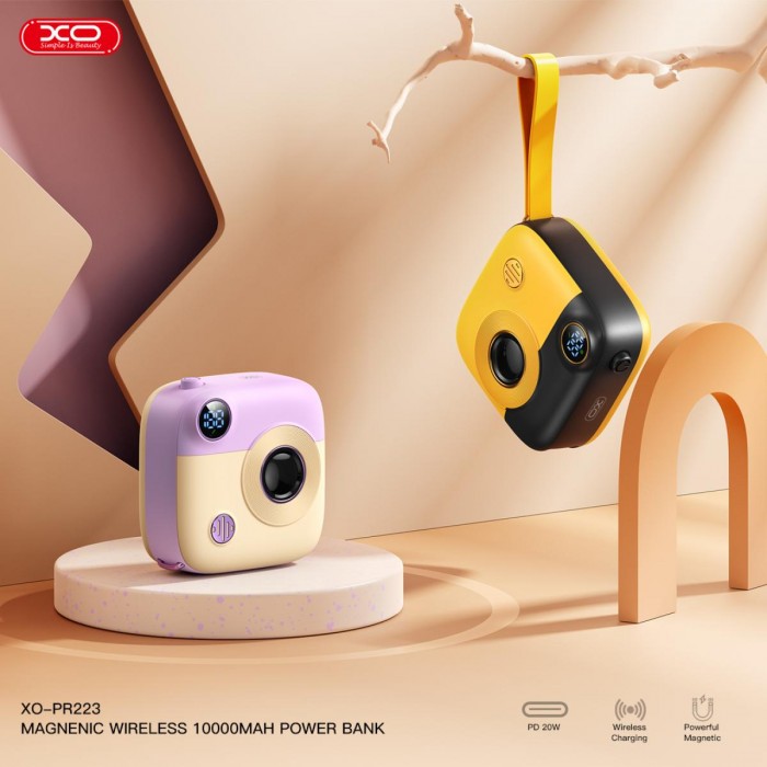 XO PR223 mini camera digital display fast charging power bank 10000mAh (Purple & White) XO PR223 mini camera digital display fast charging power bank 10000mAh (Purple & White)