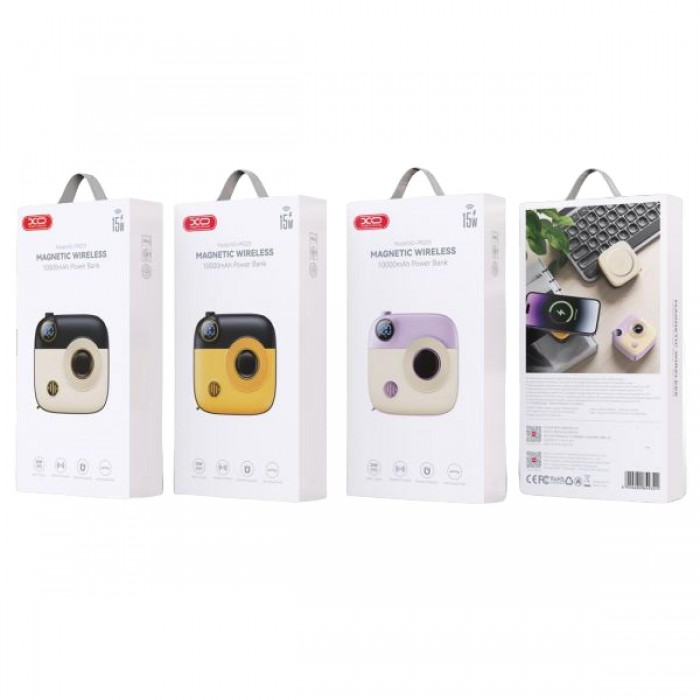 XO PR223 mini camera digital display fast charging power bank 10000mAh (Purple & White) XO PR223 mini camera digital display fast charging power bank 10000mAh (Purple & White)