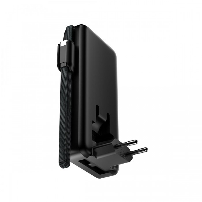 XO PR282 Powerbank Ταχείας Φόρτισης 22.5W με Πρίζα & Λουράκι Type-C 10.000mAh