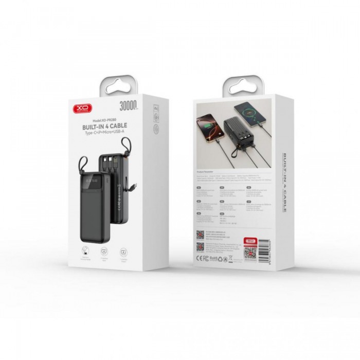 XO PR280 Powerbank με Καλώδια USB-A Type-C Micro & Lightning 30.000 mAh XO PR280 Powerbank με Καλώδια USB-A Type-C Micro & Lightning 30.000 mAh