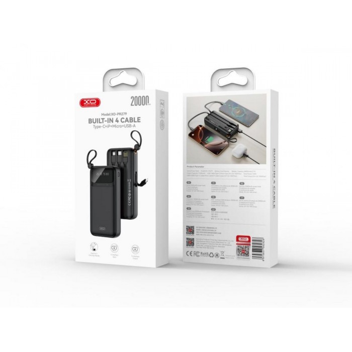 XO PR279 Powerbank με Καλώδια USB-A Type-C Micro & Lightning 20.000mAh XO PR279 Powerbank με Καλώδια USB-A Type-C Micro & Lightning 20.000mAh