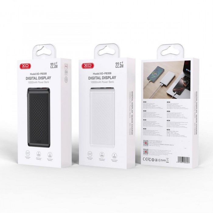 XO PB308 Ψηφιακό Power Bank Γρήγορης Φόρτισης 10000mAh
