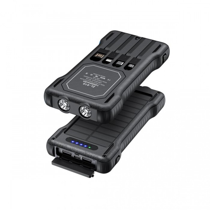 XO PR290 Solar Power Bank 10000mAh με 4 Eνσωματωμένα Καλώδια