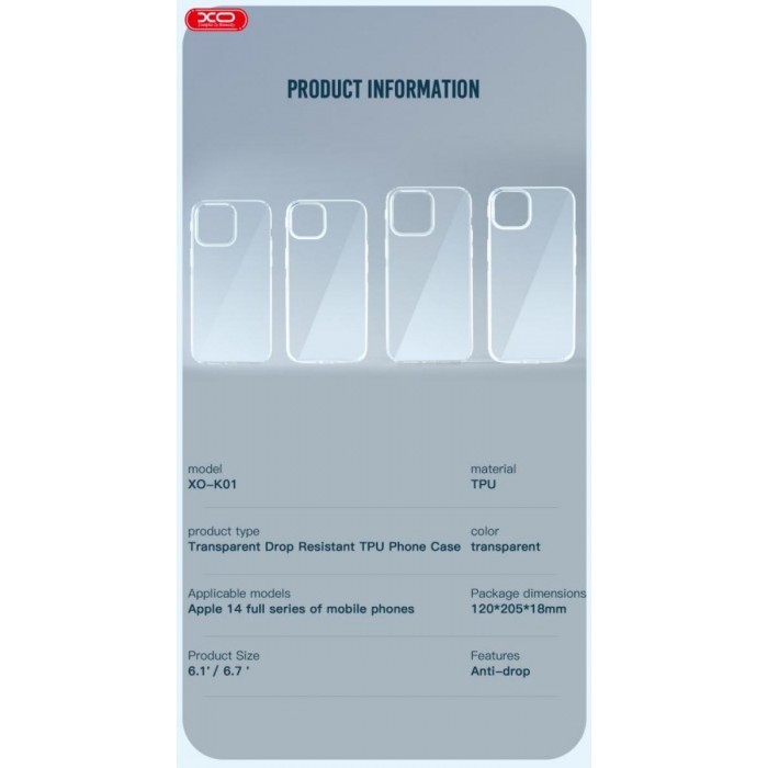 XO K01 Θήκη Σιλικόνης iPhone14 Pro Max 6.7 XO K01 Θήκη Σιλικόνης iPhone14 Pro Max 6.7