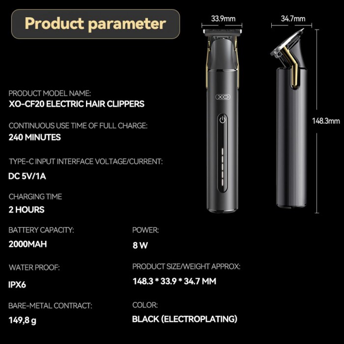 XO CF20 Smart Ηλεκτρική Κουρευτική Μηχανή XO CF20 Smart Ηλεκτρική Κουρευτική Μηχανή