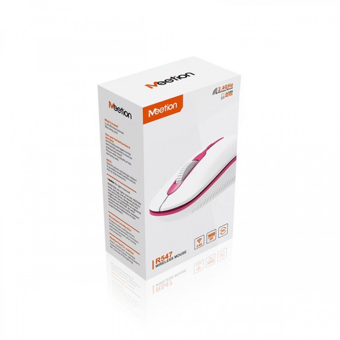 Meetion Ασύρματο Ποντίκι MT-R547 2.4G Άσπρο & Ροζ