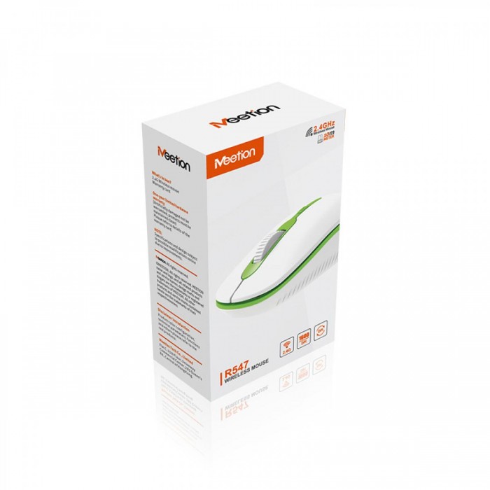 Meetion MT-R547 Ασύρματο Ποντίκι 2.4G Άσπρο & Πράσινο