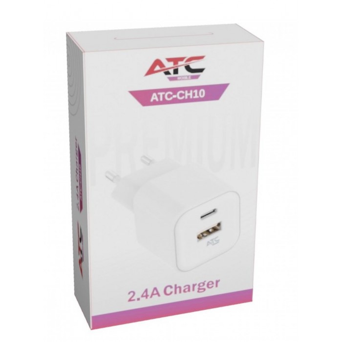 ATC-CH10 Φορτιστής PD με 2 Θύρες USB-Α & Type-C 12W ATC-CH10 Φορτιστής PD με 2 Θύρες USB-Α & Type-C 12W