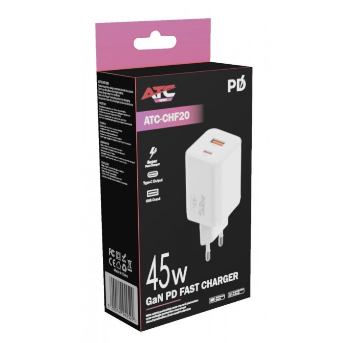 ATC-CHF20 Φορτιστής Γρήγορης Φόρτισης GaN PD 45W ATC-CHF20 Φορτιστής Γρήγορης Φόρτισης GaN PD 45W