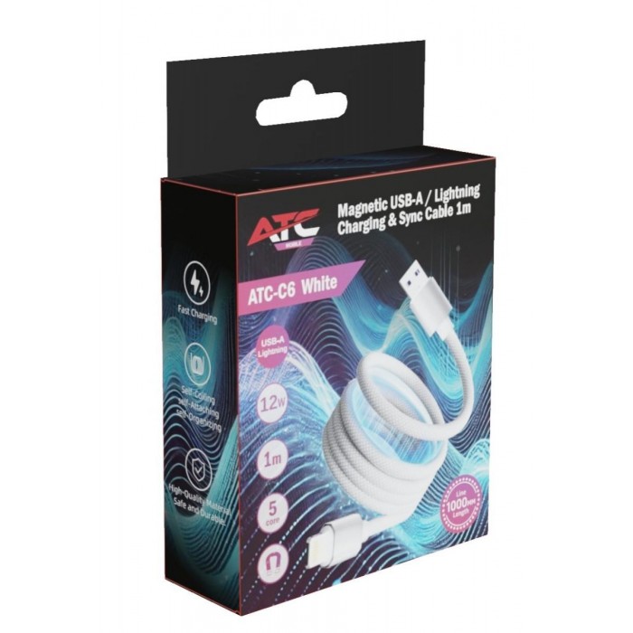 ATC-C6 Μαγνητικό Καλώδιο Φόρτισης USB-A σε Lightning 12W 1m Λευκό ATC-C6 Μαγνητικό Καλώδιο Φόρτισης USB-A σε Lightning 12W 1m Λευκό