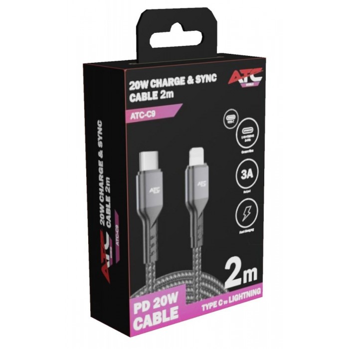 ATC-C9 Καλώδιο Φόρτισης & Συγχρονισμού USB-C σε Lightning 20W 2m ATC-C9 Καλώδιο Φόρτισης & Συγχρονισμού USB-C σε Lightning 20W 2m