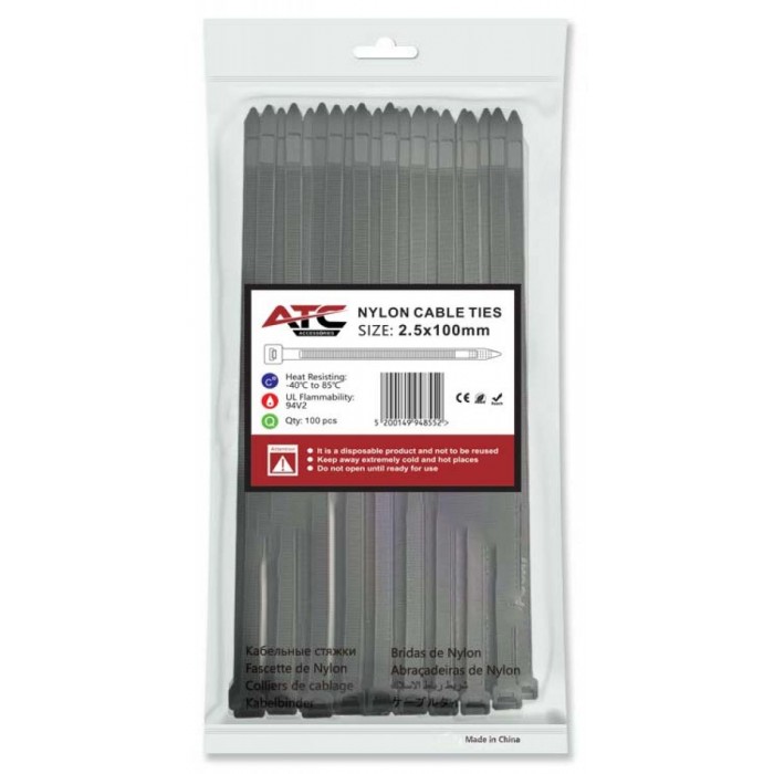 ATC Δεματικά 2.5x100mm Νάιλον Μαύρα 100τμχ Σακουλάκι ATC Δεματικά 2.5x100mm Νάιλον Μαύρα 100τμχ Σακουλάκι