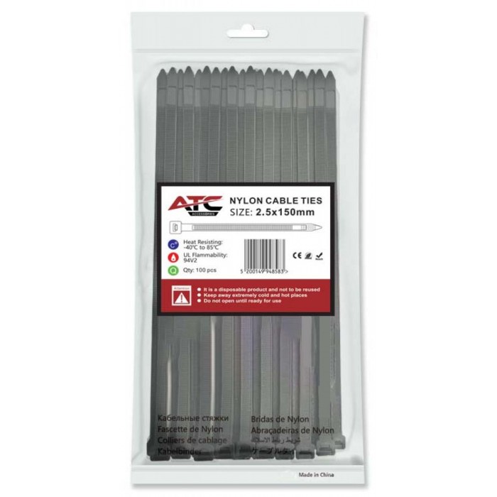 ATC Δεματικά 2.5x150mm Νάιλον Μαύρα 100τμχ Σακουλάκι ATC Δεματικά 2.5x150mm Νάιλον Μαύρα 100τμχ Σακουλάκι