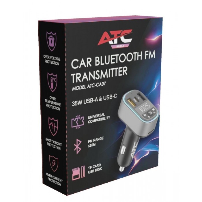 ATC-CA07 Μεταδότης FM Αυτοκινήτου με 2 Θύρες USB-A & Type-C και Υποδοχή SD 35W ATC-CA07 Μεταδότης FM Αυτοκινήτου με 2 Θύρες USB-A & Type-C και Υποδοχή SD 35W