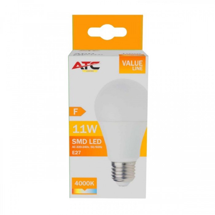 ATC SMD LED Λαμπτήρας A60 230V 11W/1055LM E27 4000K ATC SMD LED Λαμπτήρας A60 230V 11W/1055LM E27 4000K