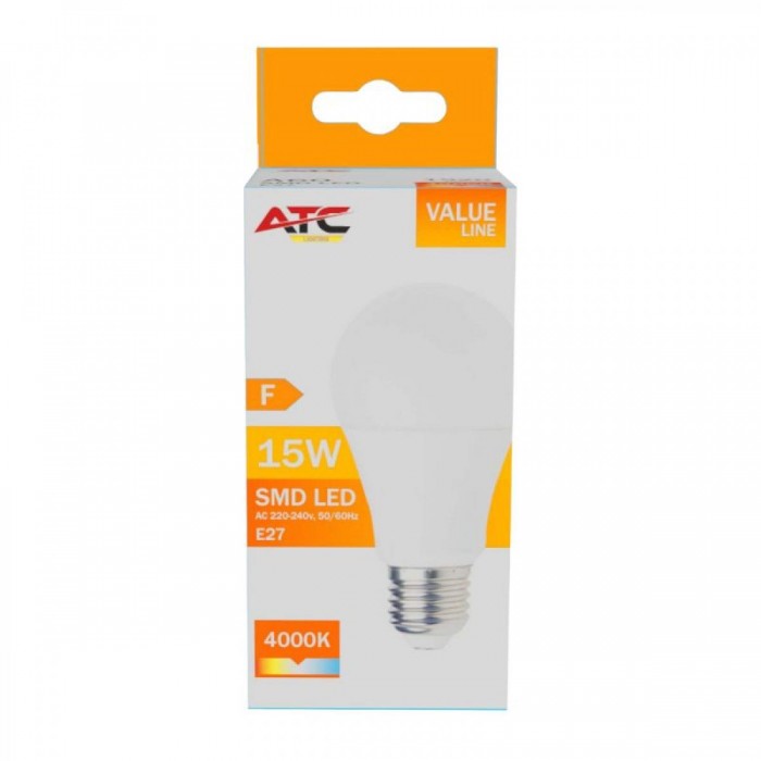 ATC SMD LED Λαμπτήρας A60 230V 15W/1520LM E27 4000K ATC SMD LED Λαμπτήρας A60 230V 15W/1520LM E27 4000K
