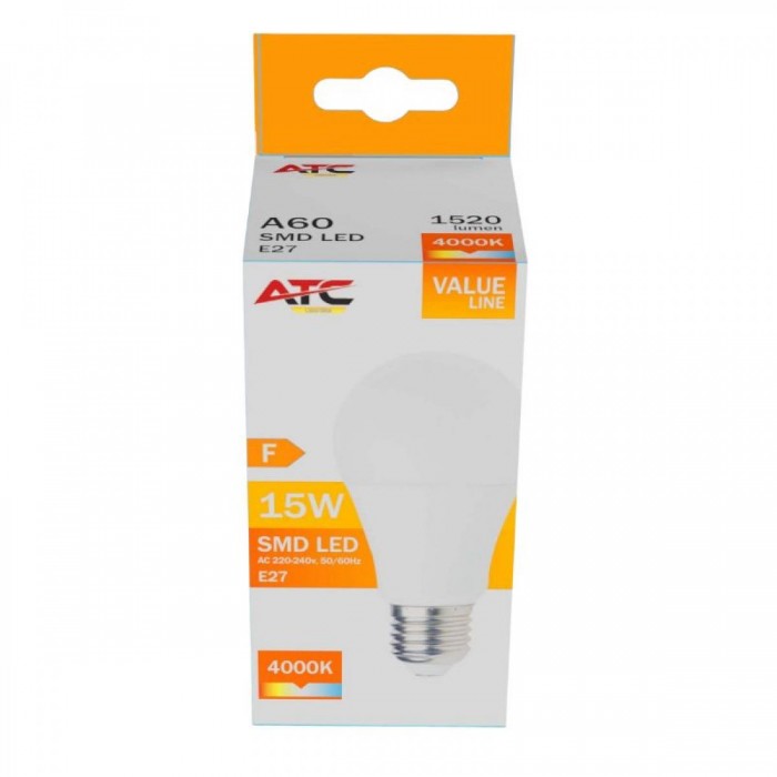 ATC SMD LED Λαμπτήρας A60 230V 15W/1520LM E27 4000K ATC SMD LED Λαμπτήρας A60 230V 15W/1520LM E27 4000K